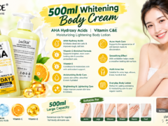 500ml Whitening Body Cream with AHA Hydroxy Acids, Vitamin C and E for moisturizing and brightening body skincare