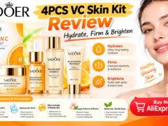 SADOER 4PCS VC skincare kit with moisturizing cream, essence, and serum for a nourishing skincare routine.