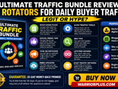 Ultimate Traffic Bundle product box — traffic generation system with 5 rotators, daily buyer traffic, created by Dawud Islam and Simon From Scotland